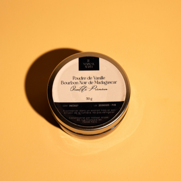 Packaging bocal poudre de vanille bourbon 50 g Maison Alizée Madagascar