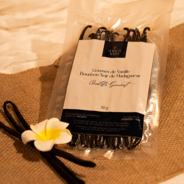 Gousses de vanille bourbon 50 g Madagascar qualité gourmet Maison Alizée
